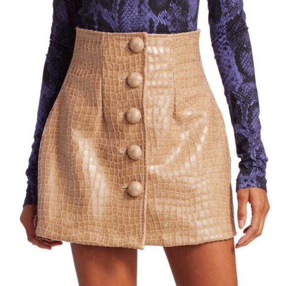The Andamane Erin Skirt Faux Croc Gator Embossed High Waist Mini Skirt Small - Picture 7 of 16